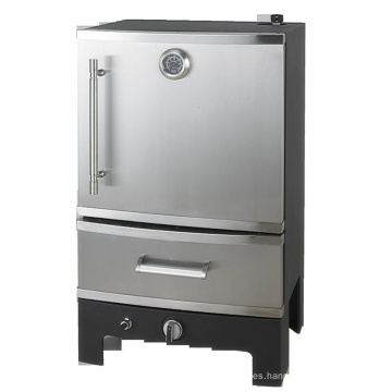 Doble capa de acero inoxidable Vertical Gas Barbacoa Horno Fumador